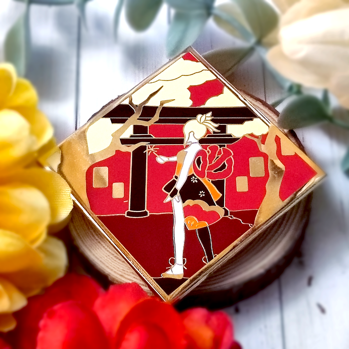 Yoimiya at Naganohara Fireworks Enamel Pin
